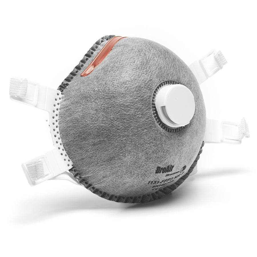 Dromex FFP3 Disposable Moulded Valve Mask Activated Carbon